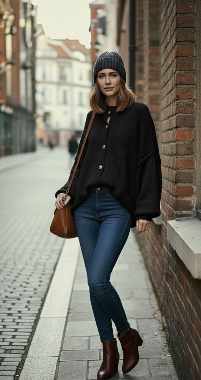 Oversize Strick-Cardigan mit Knöpfen