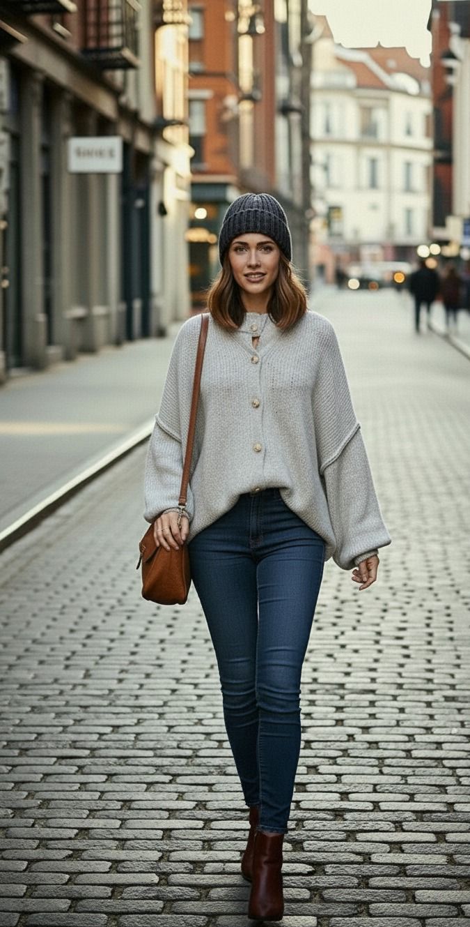 Oversize Strick-Cardigan mit Knöpfen