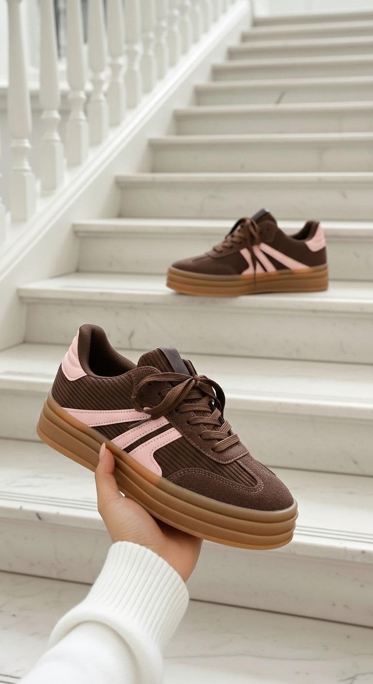 Trend- Sneaker Beige & Braun