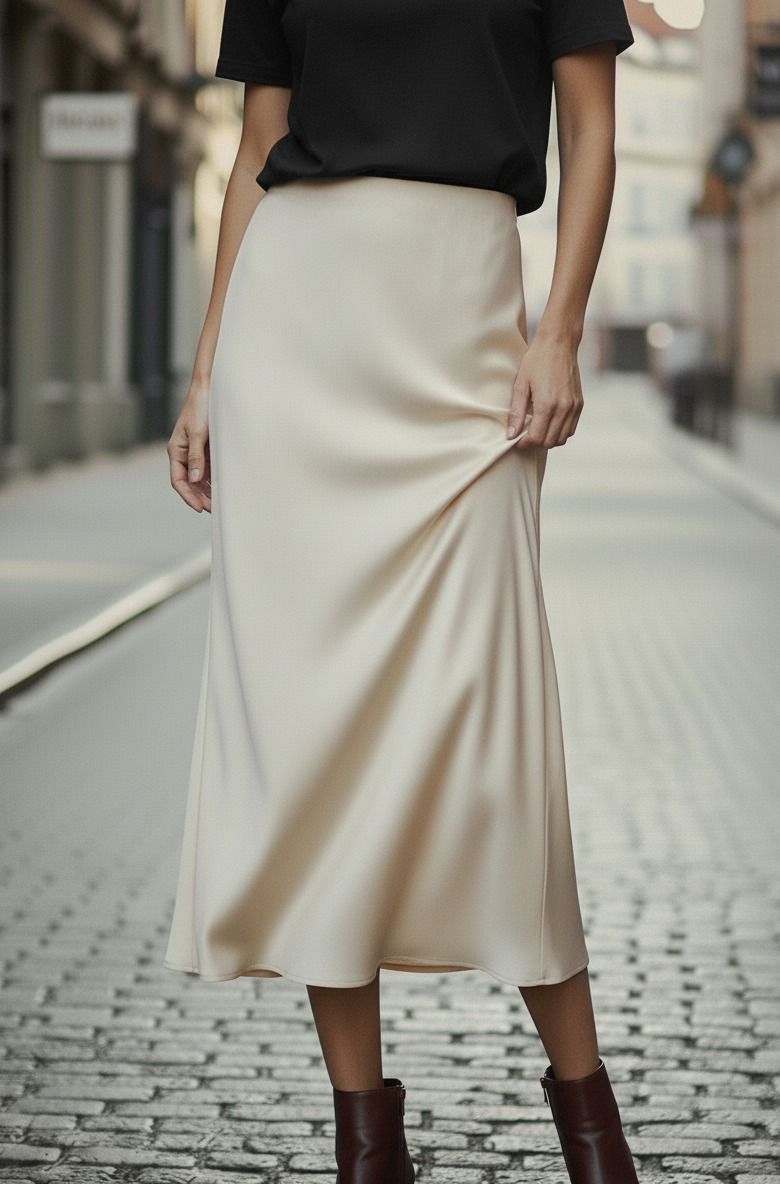 Eleganter Satin Midirock