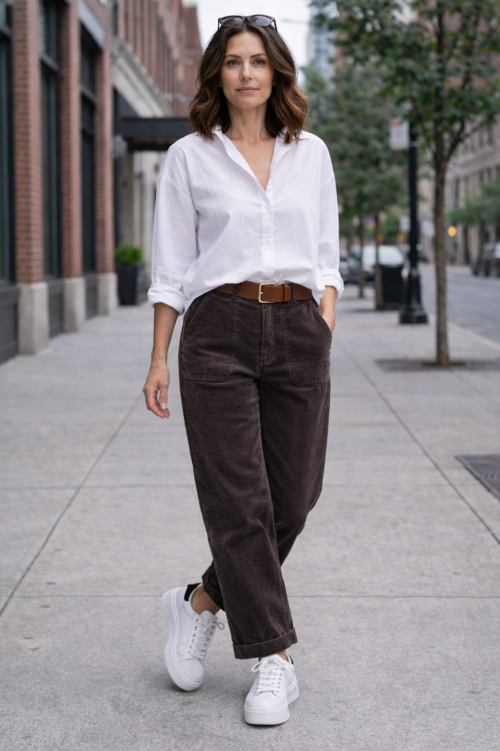 Barrel Leg Feincordhose im Relaxed Fit