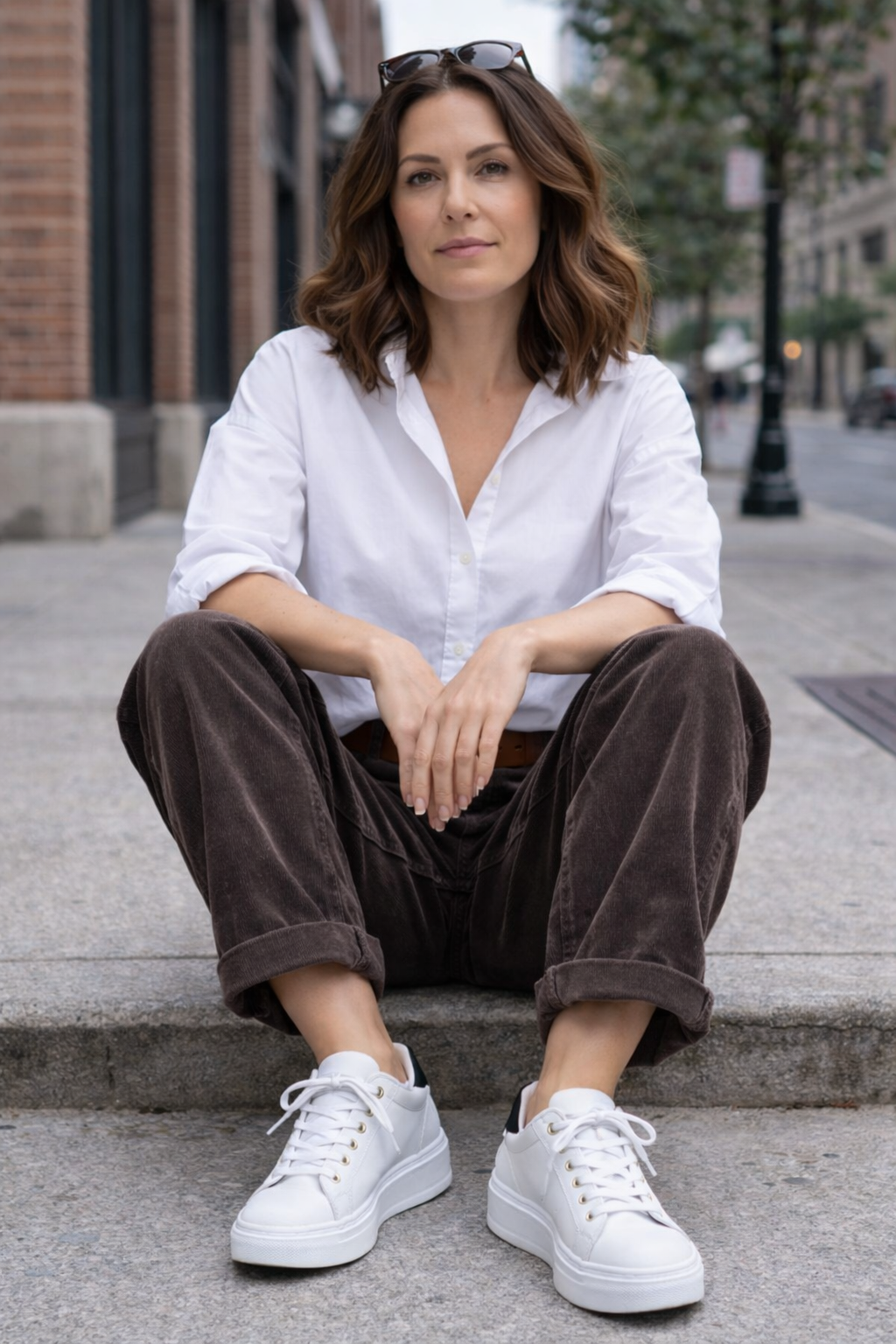 Barrel Leg Feincordhose im Relaxed Fit