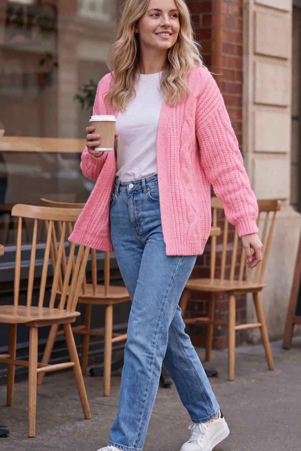 Strickcardigan im Zopfmuster