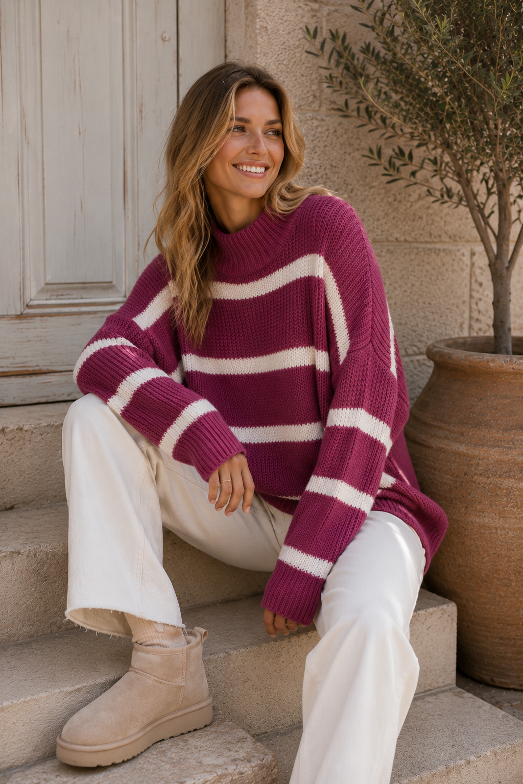 Gestreifter Strickpullover "Cozy Stripes" - Oversize Look