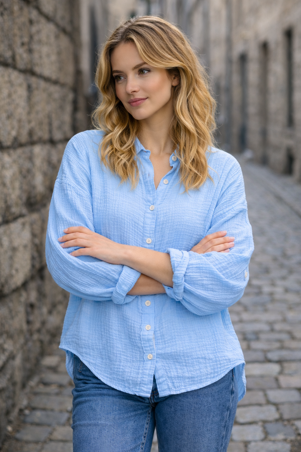 Musselin Bluse aus Baumwolle – locker & zeitlos