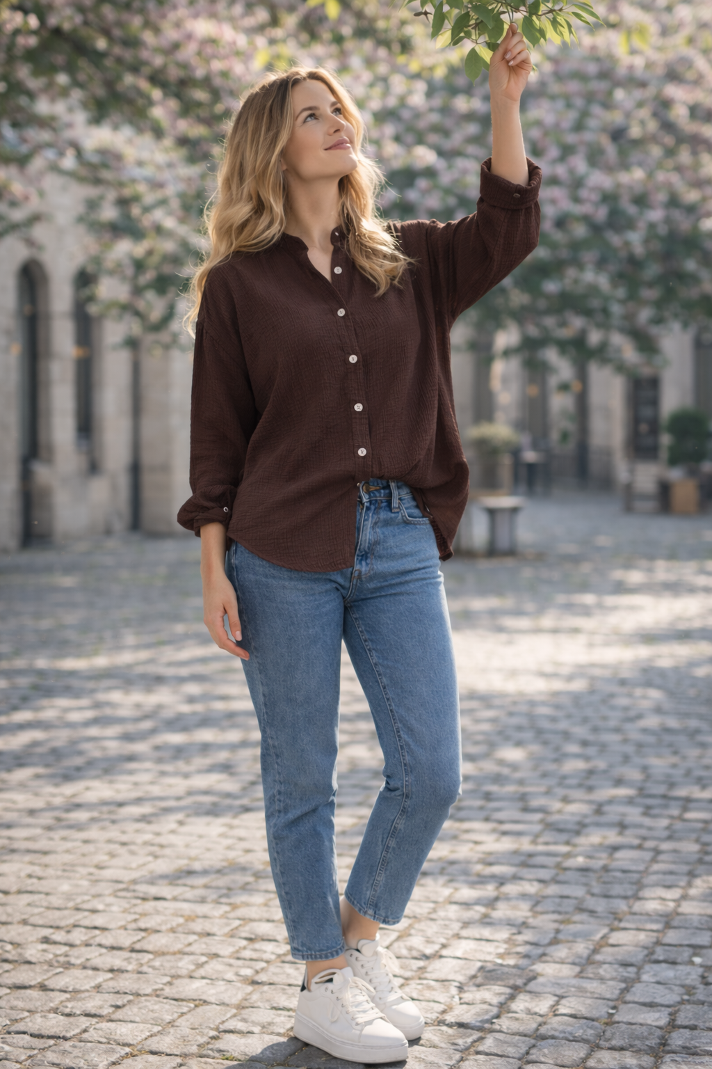 Musselin Bluse aus Baumwolle – locker & zeitlos