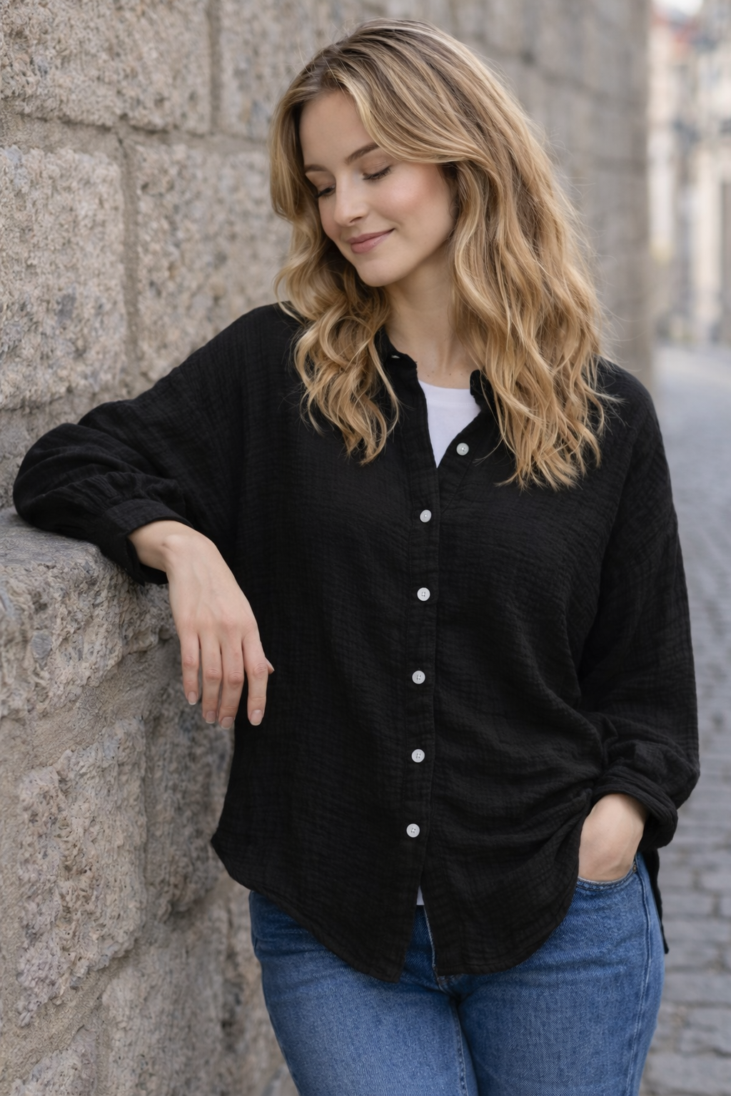 Musselin Bluse aus Baumwolle – locker & zeitlos