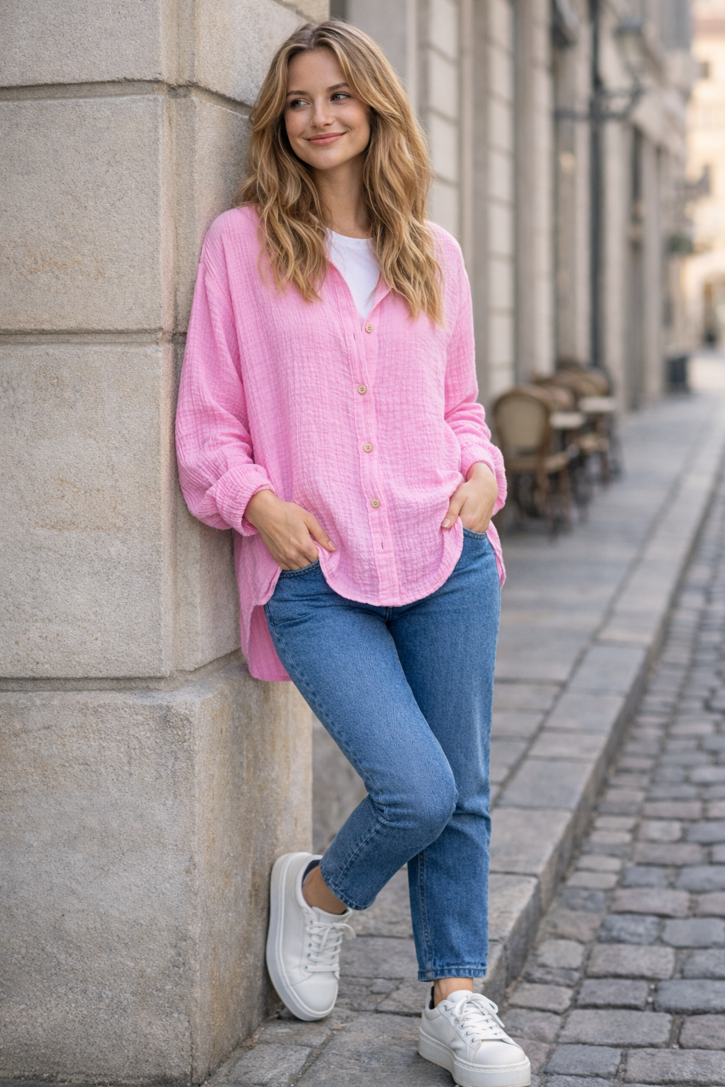 Musselin Bluse aus Baumwolle – locker & zeitlos