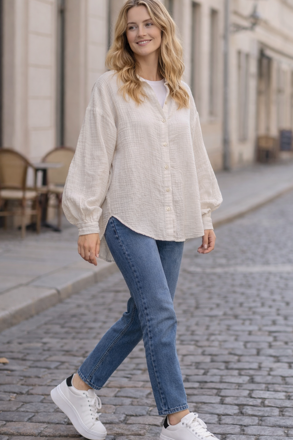 Musselin Bluse aus Baumwolle – locker & zeitlos