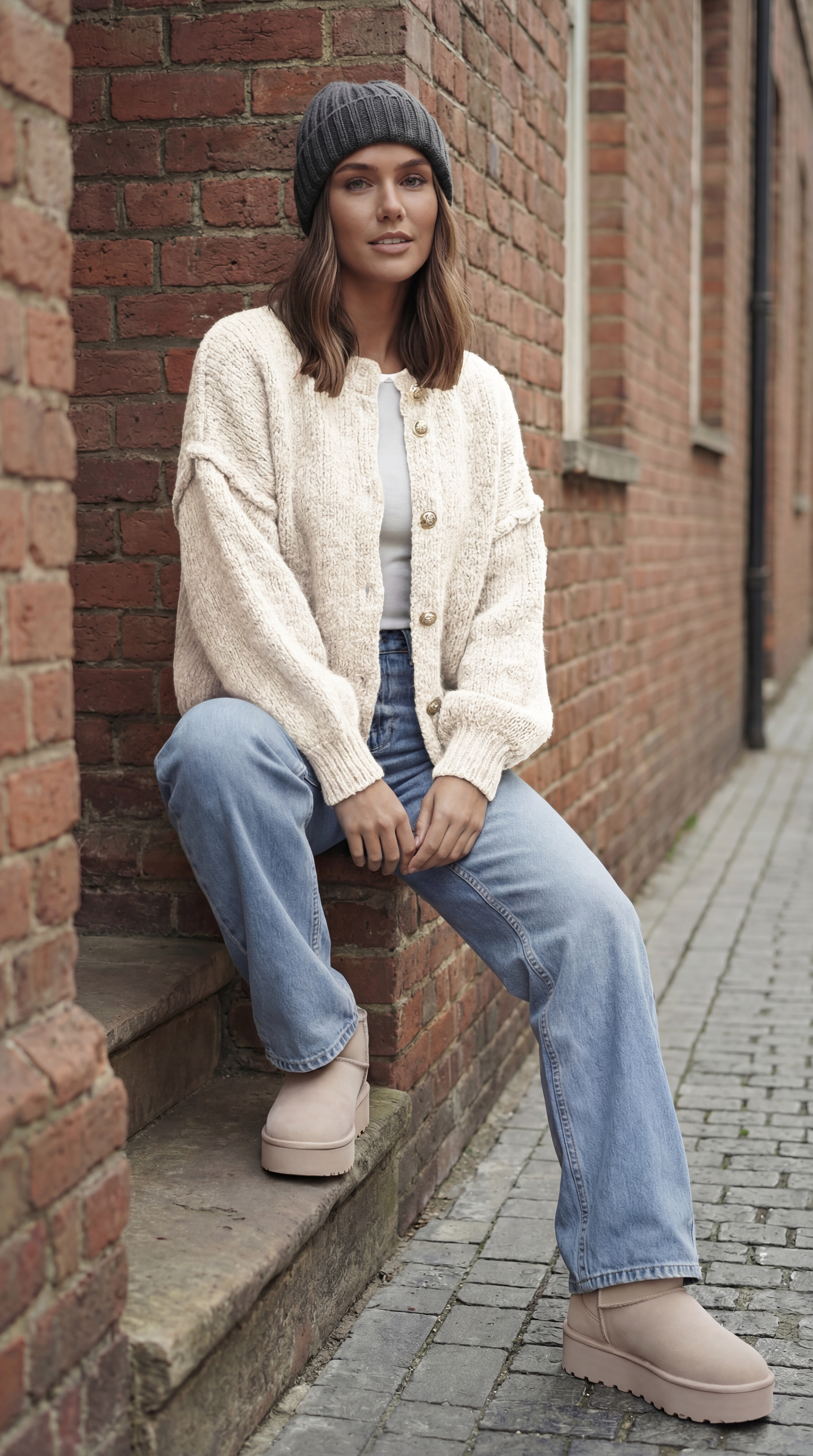 Strick-Cardigan mit Knöpfen