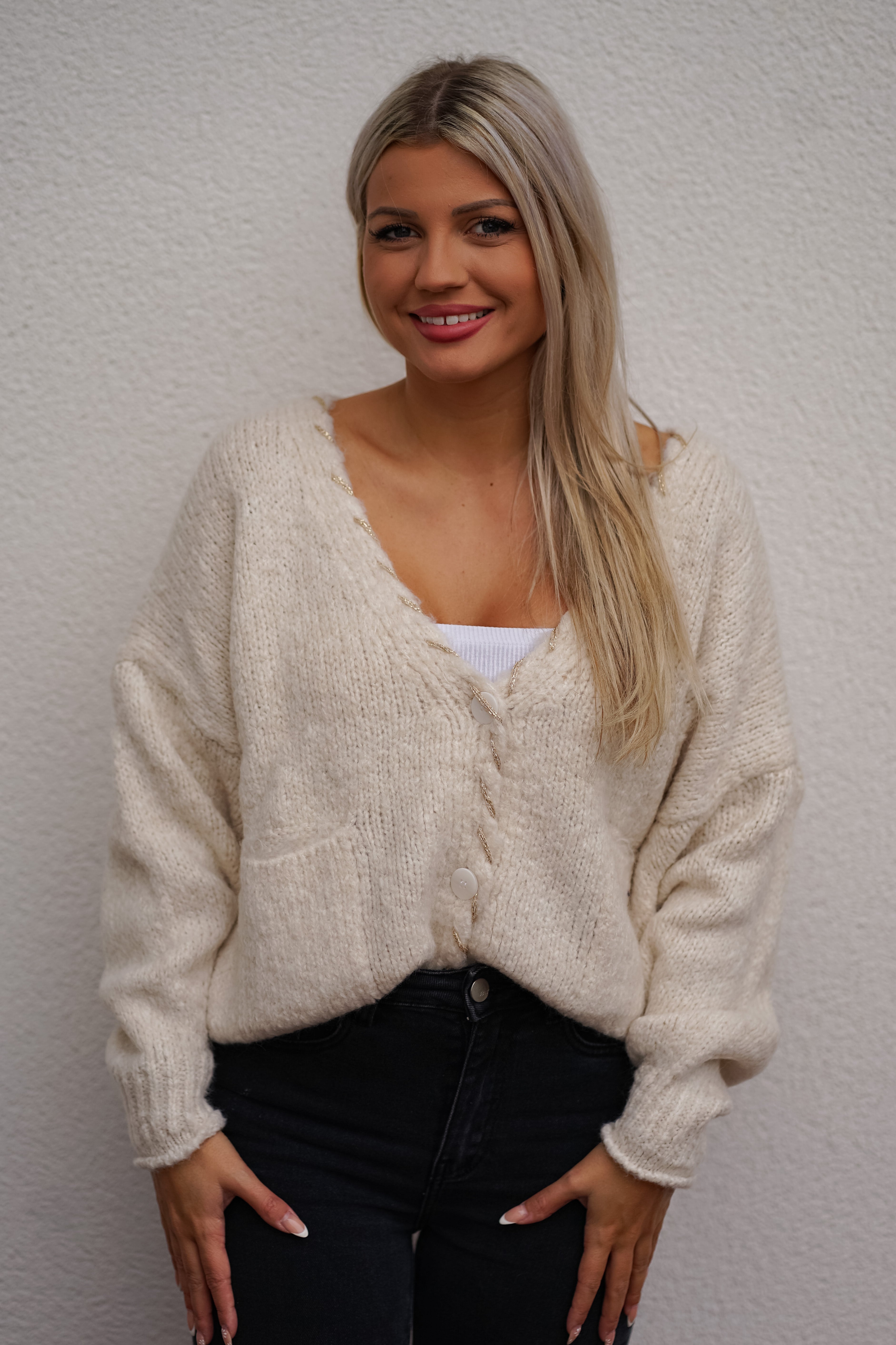 Cardigan mit Kontrastnaht