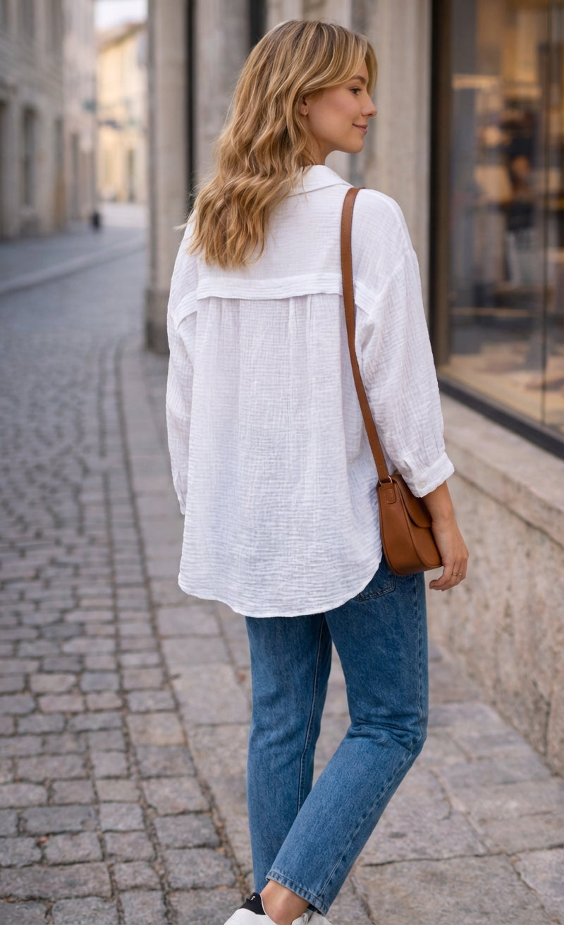 Musselin Bluse aus Baumwolle – locker & zeitlos