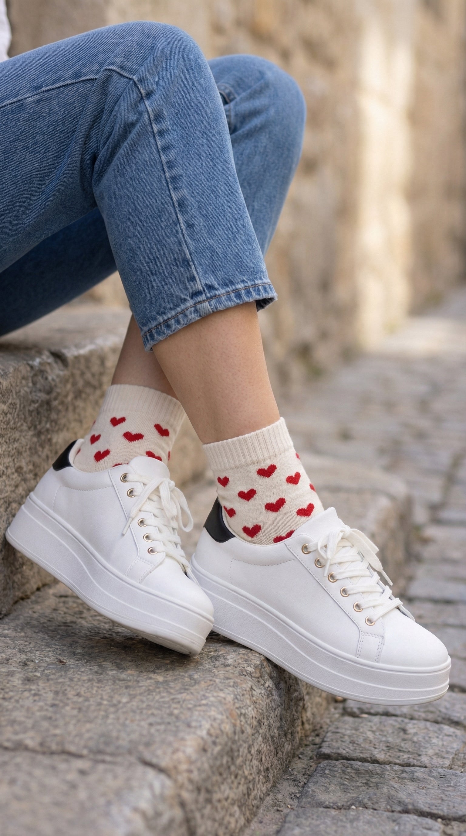 Socken mit Herzmuster – kurze Alltagssocken