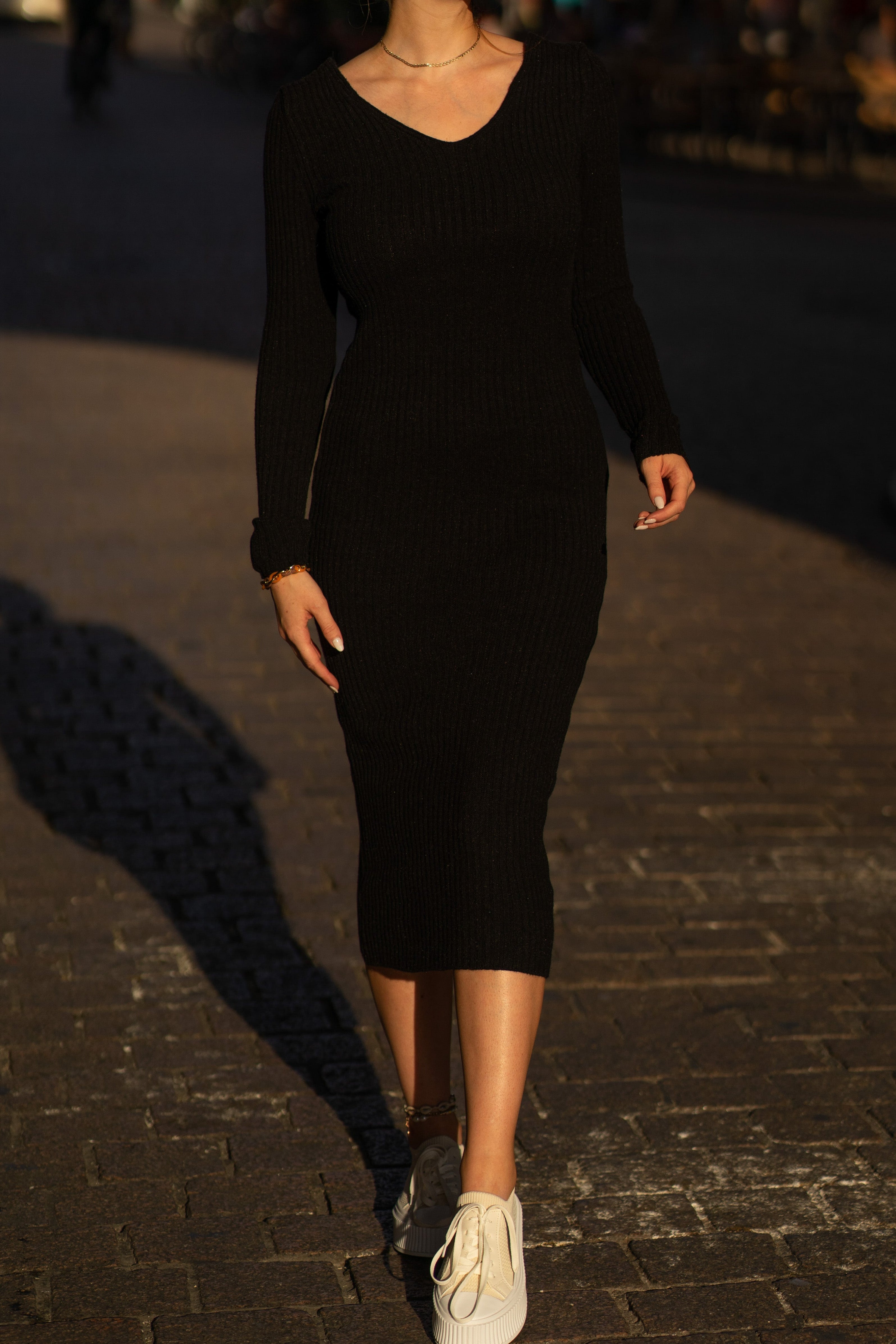 langes Strickkleid