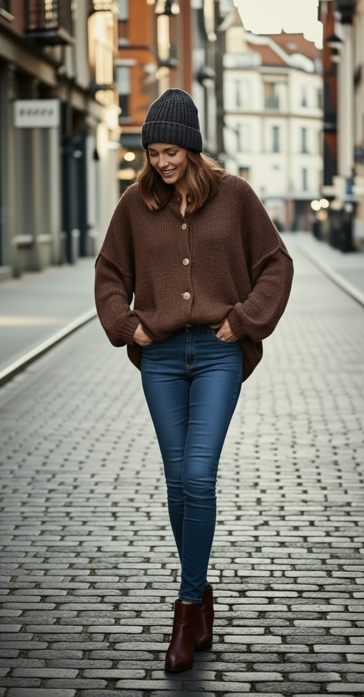 Oversize Strick-Cardigan mit Knöpfen