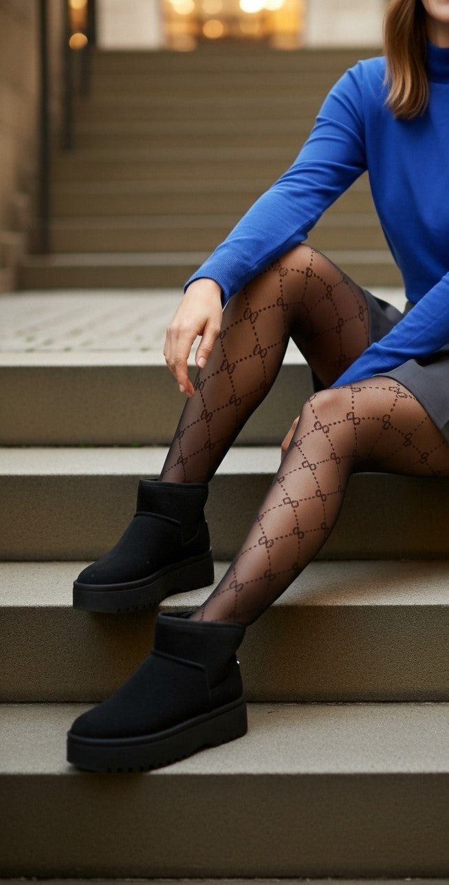 Strumpfhose mit Schleifenmuster