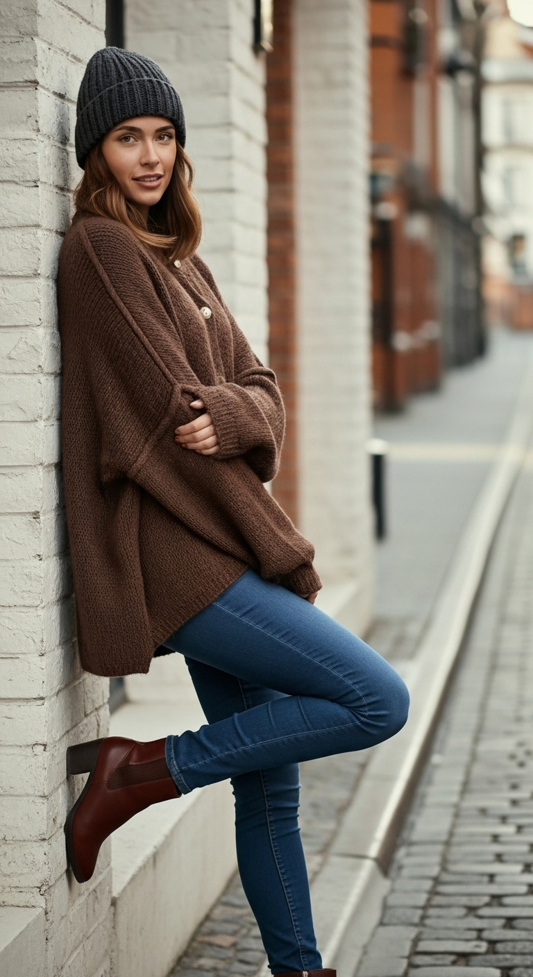 Oversize Strick-Cardigan mit Knöpfen