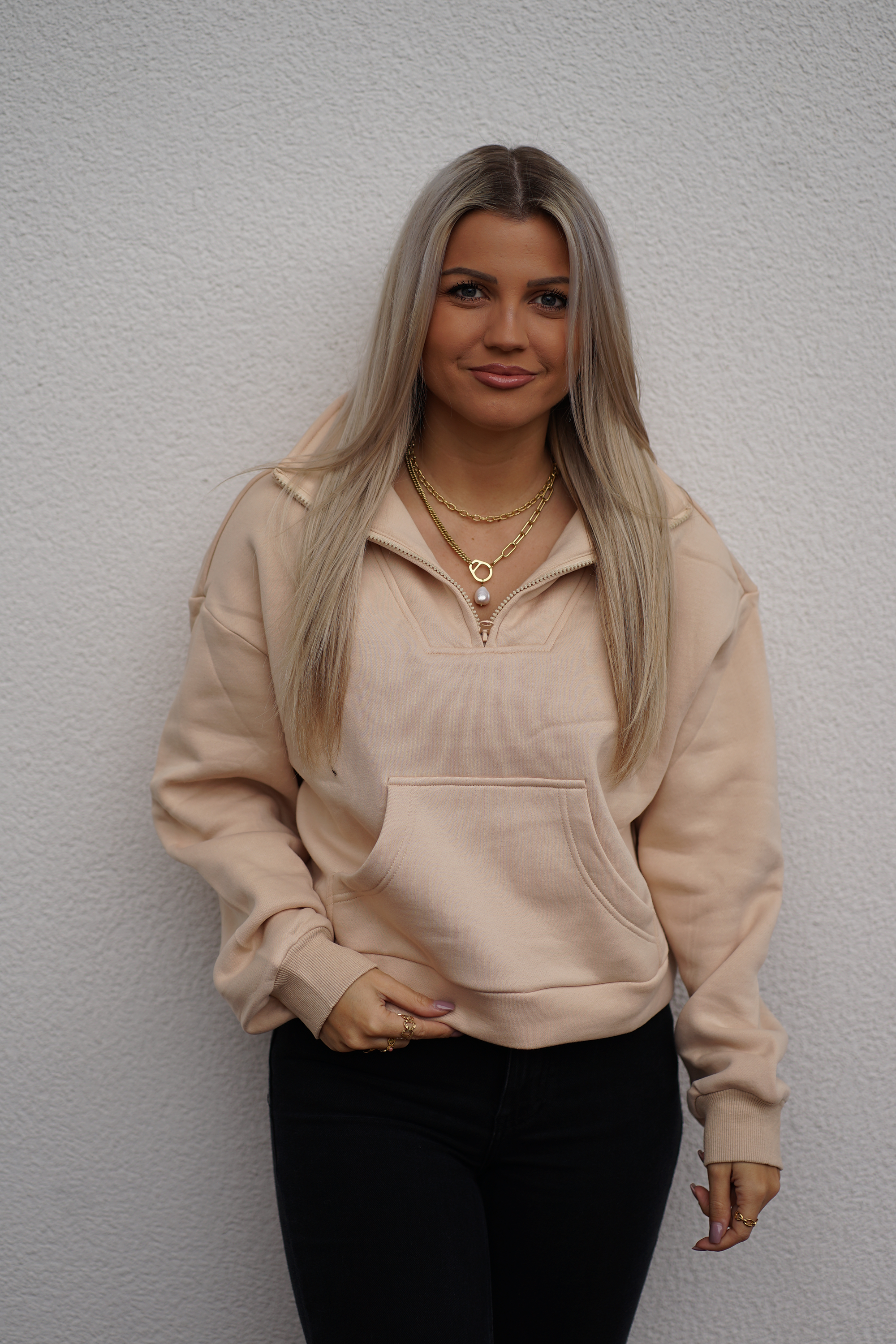 Pullover mit hohem Kragen, Reißverschluss