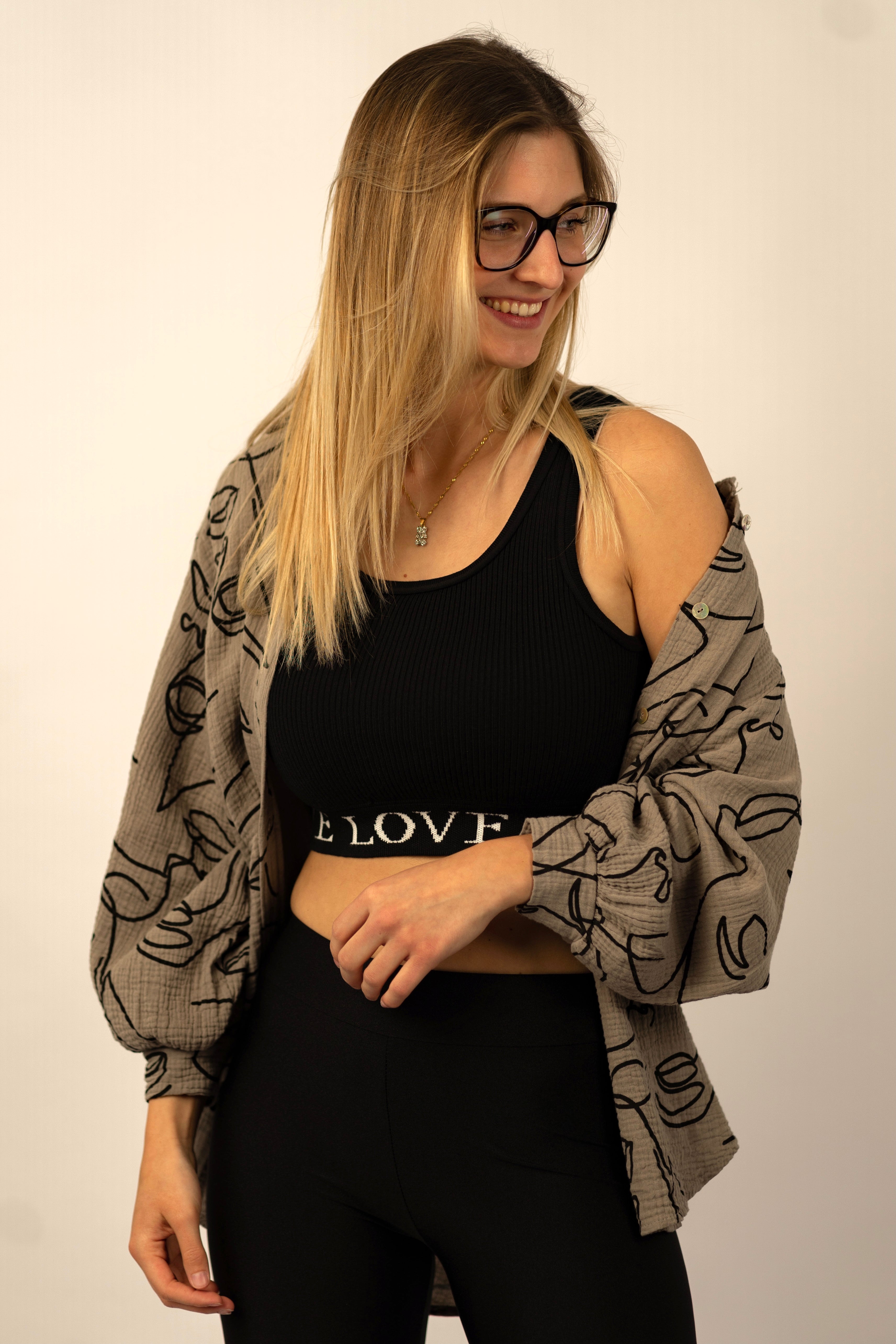 Musselin Bluse „Faces“