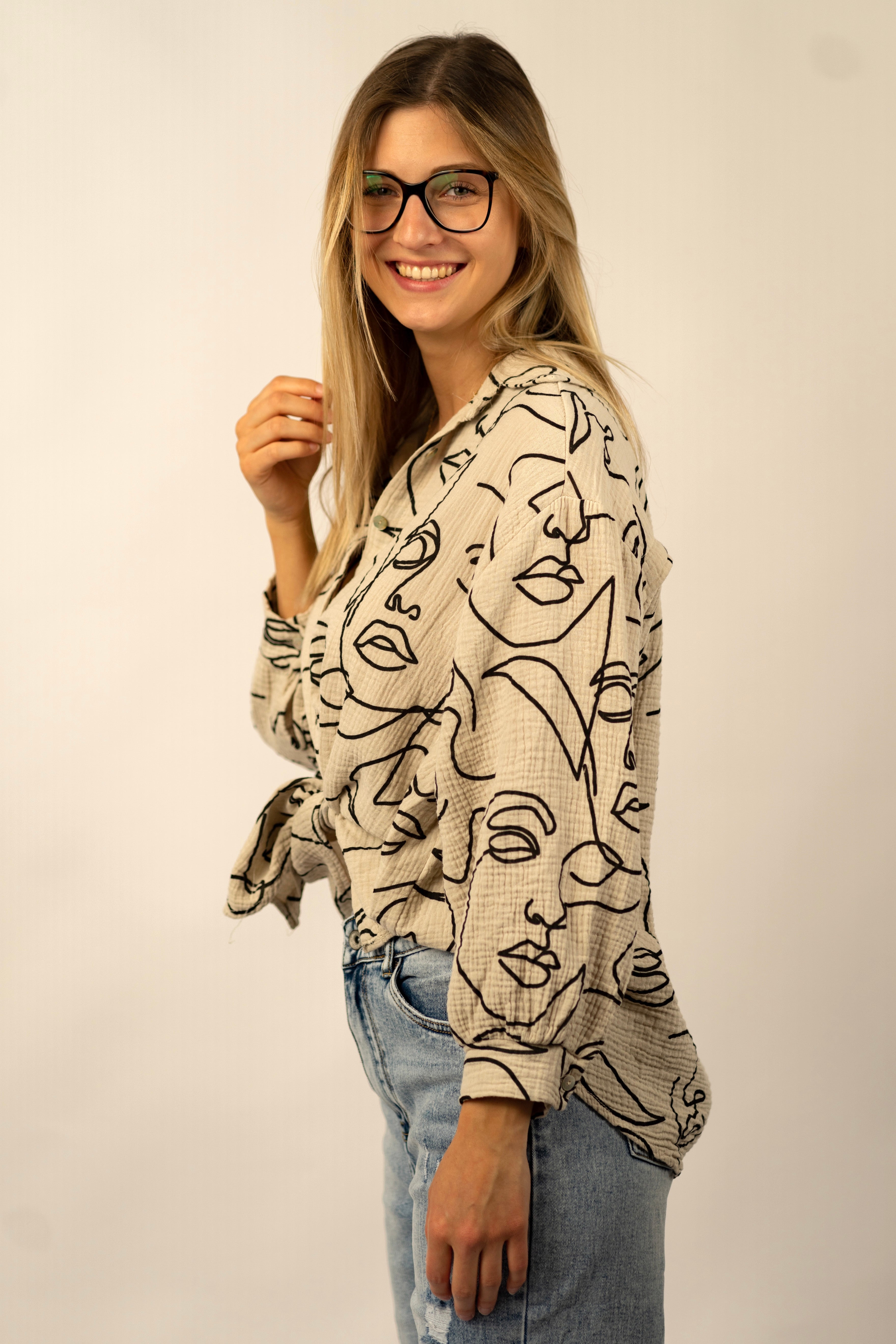 Musselin Bluse „Faces“