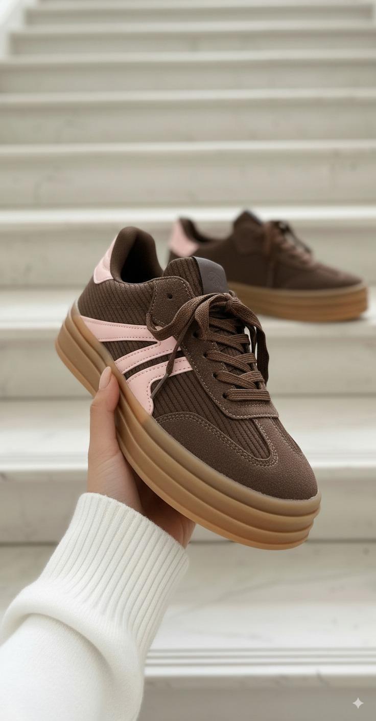 Trend- Sneaker Beige & Braun