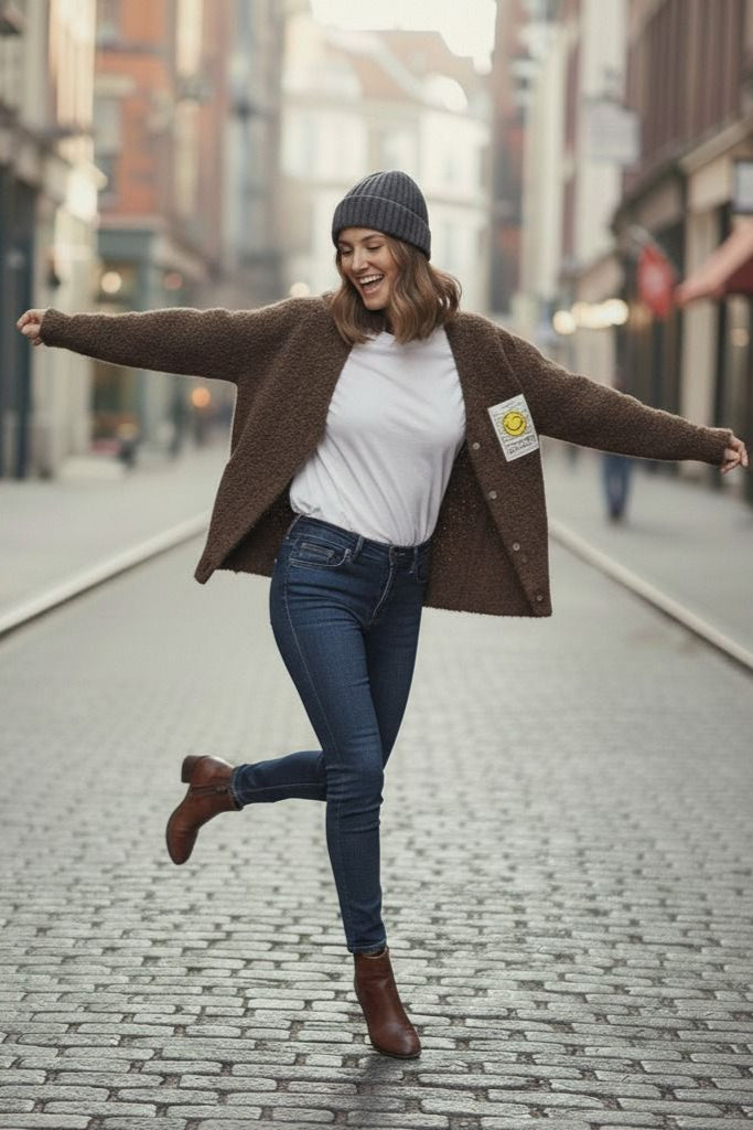 Statement Cardigan mit Smiley-Patch