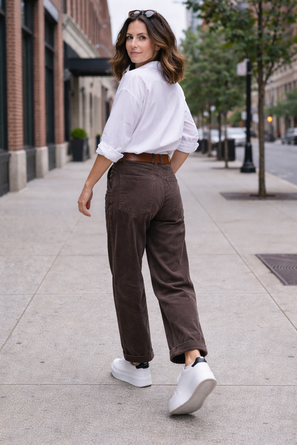 Barrel Leg Feincordhose im Relaxed Fit