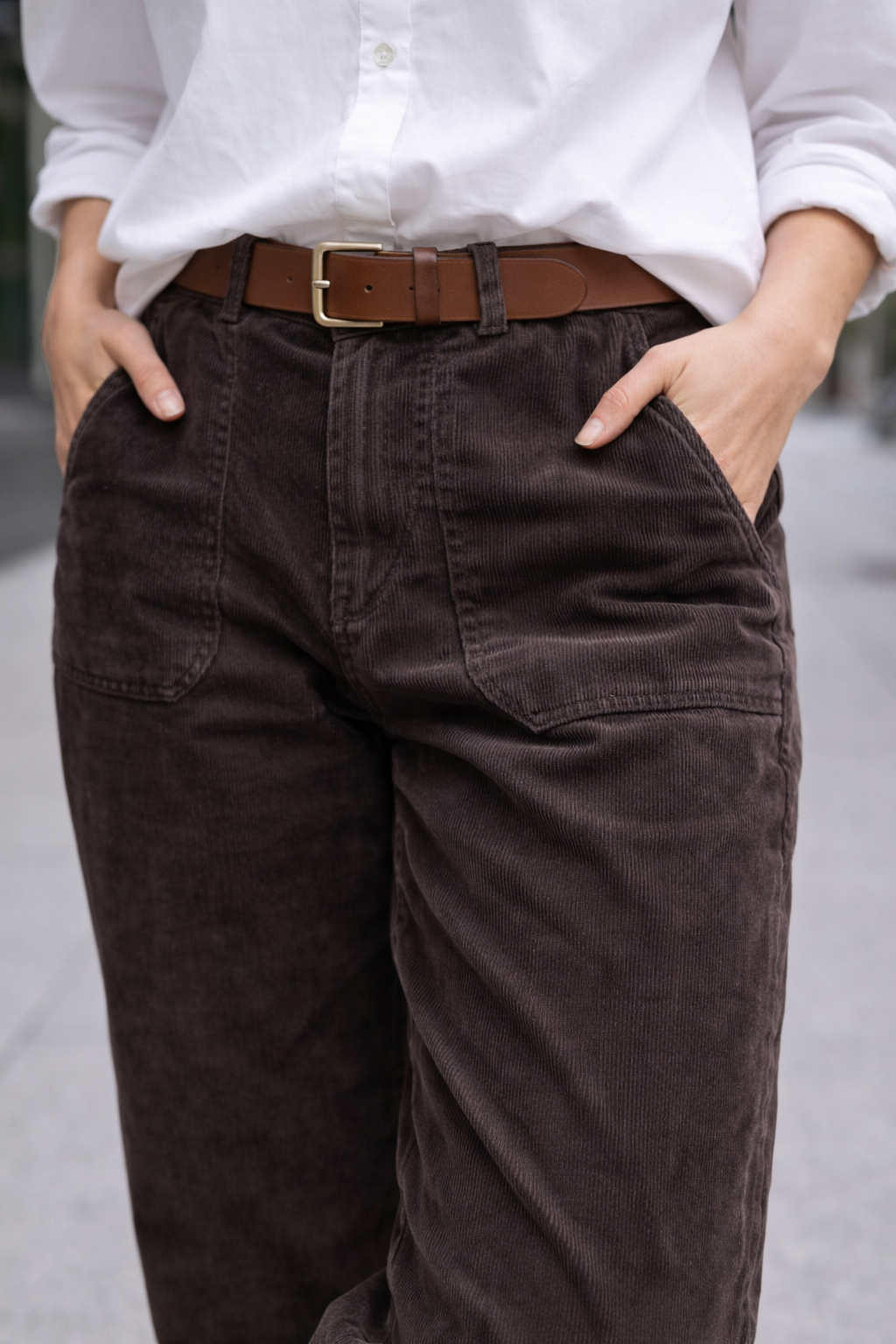 Barrel Leg Feincordhose im Relaxed Fit