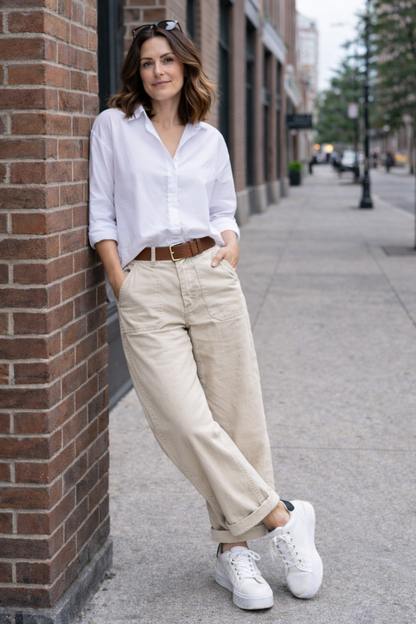 Barrel Leg Feincordhose im Relaxed Fit