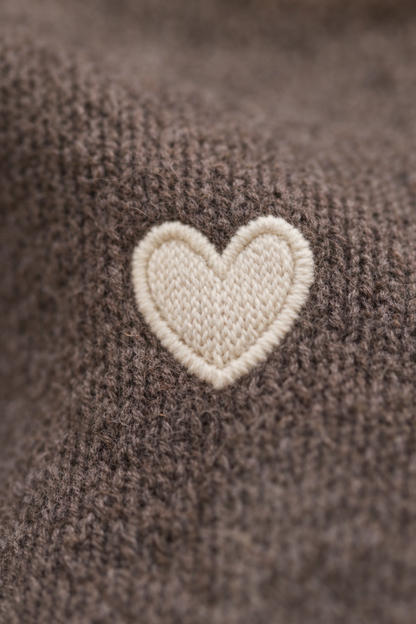 Heart Knit Pullover Brown