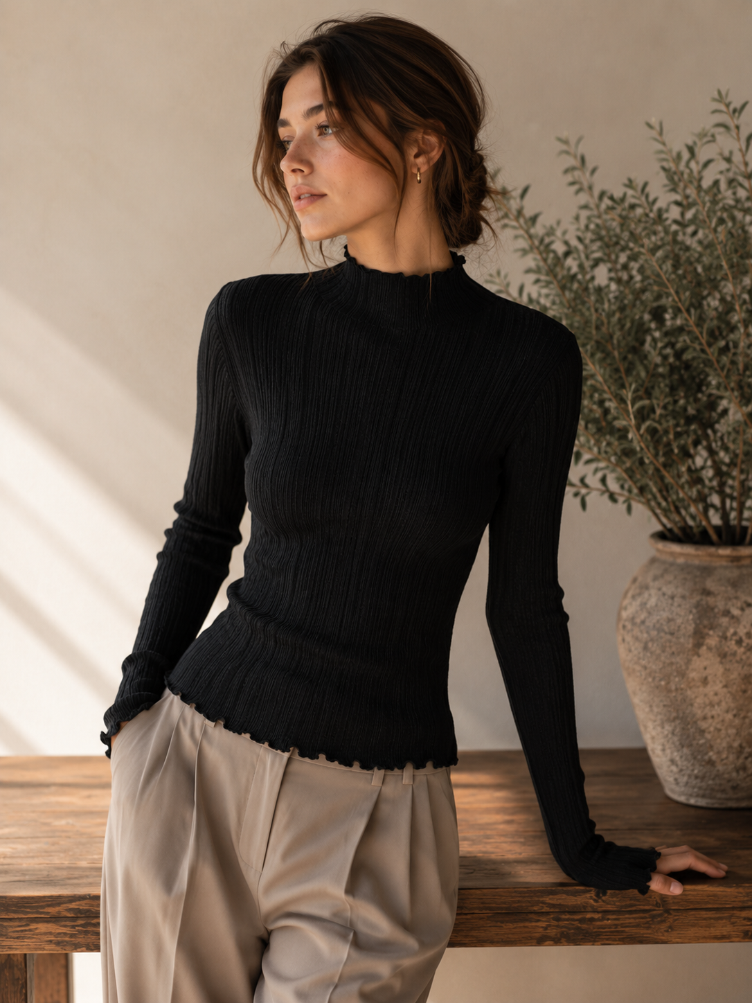 Geripptes Langarmshirt