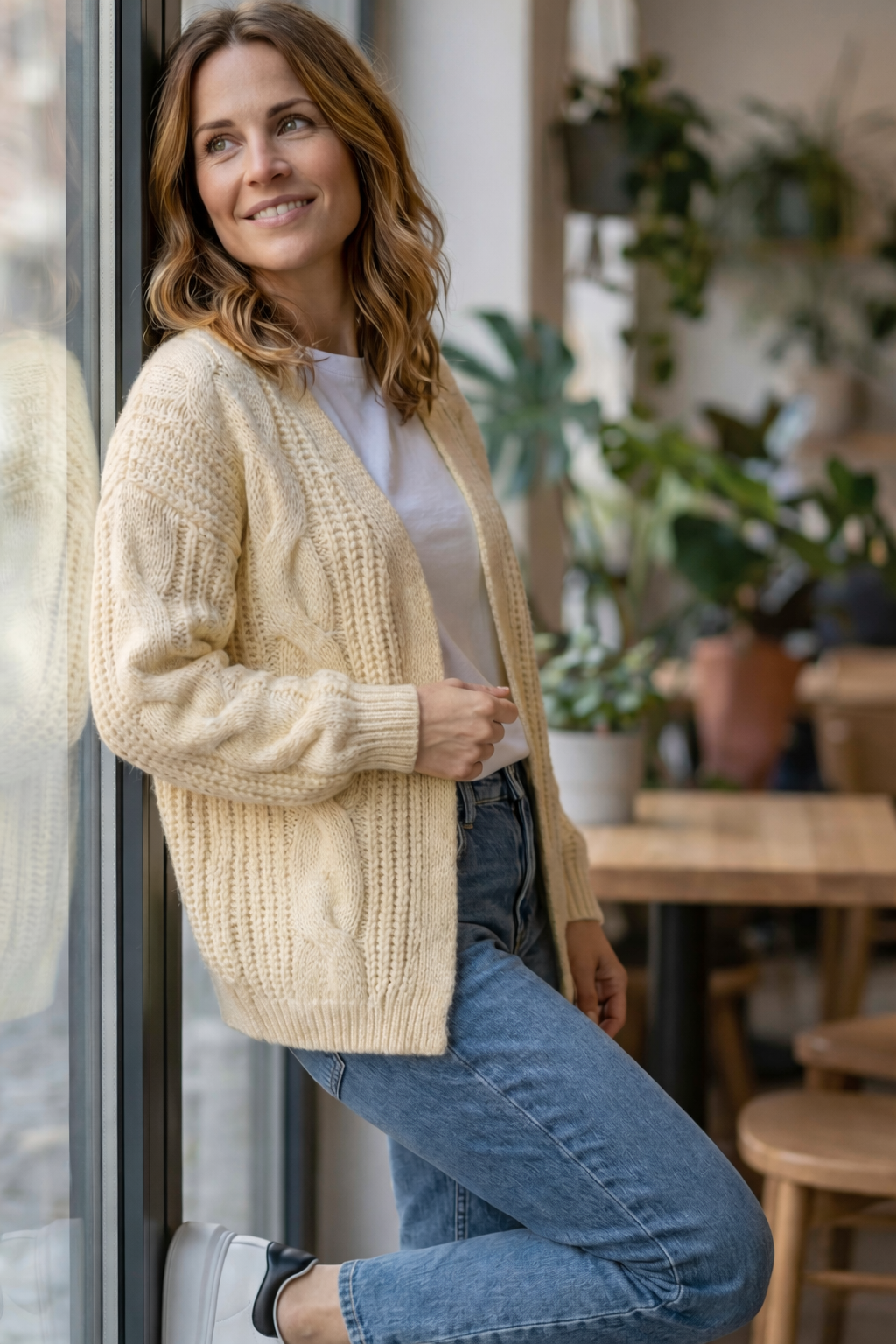 Strickcardigan im Zopfmuster