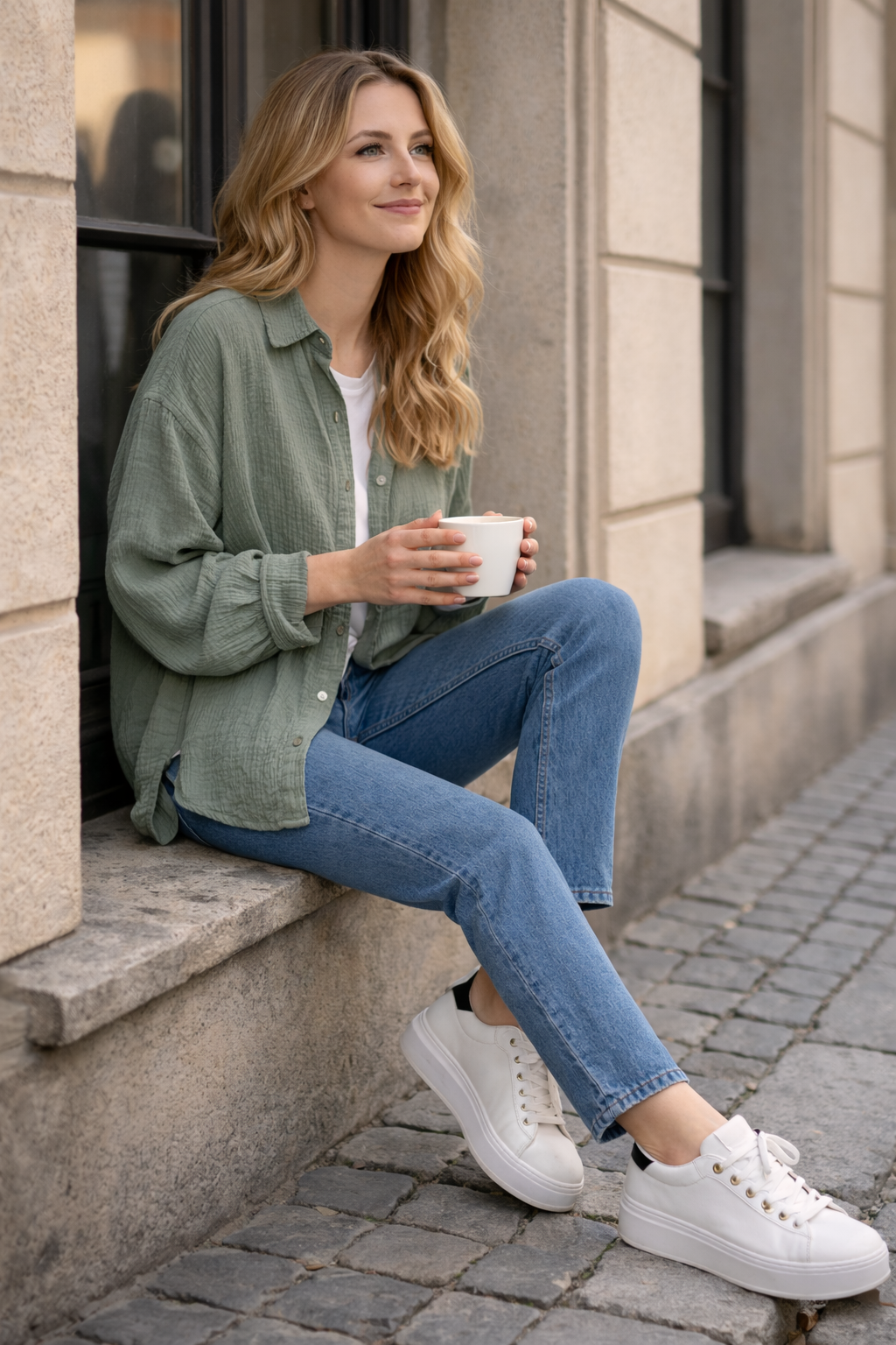 Musselinbluse aus Baumwolle – locker &amp; zeitlos