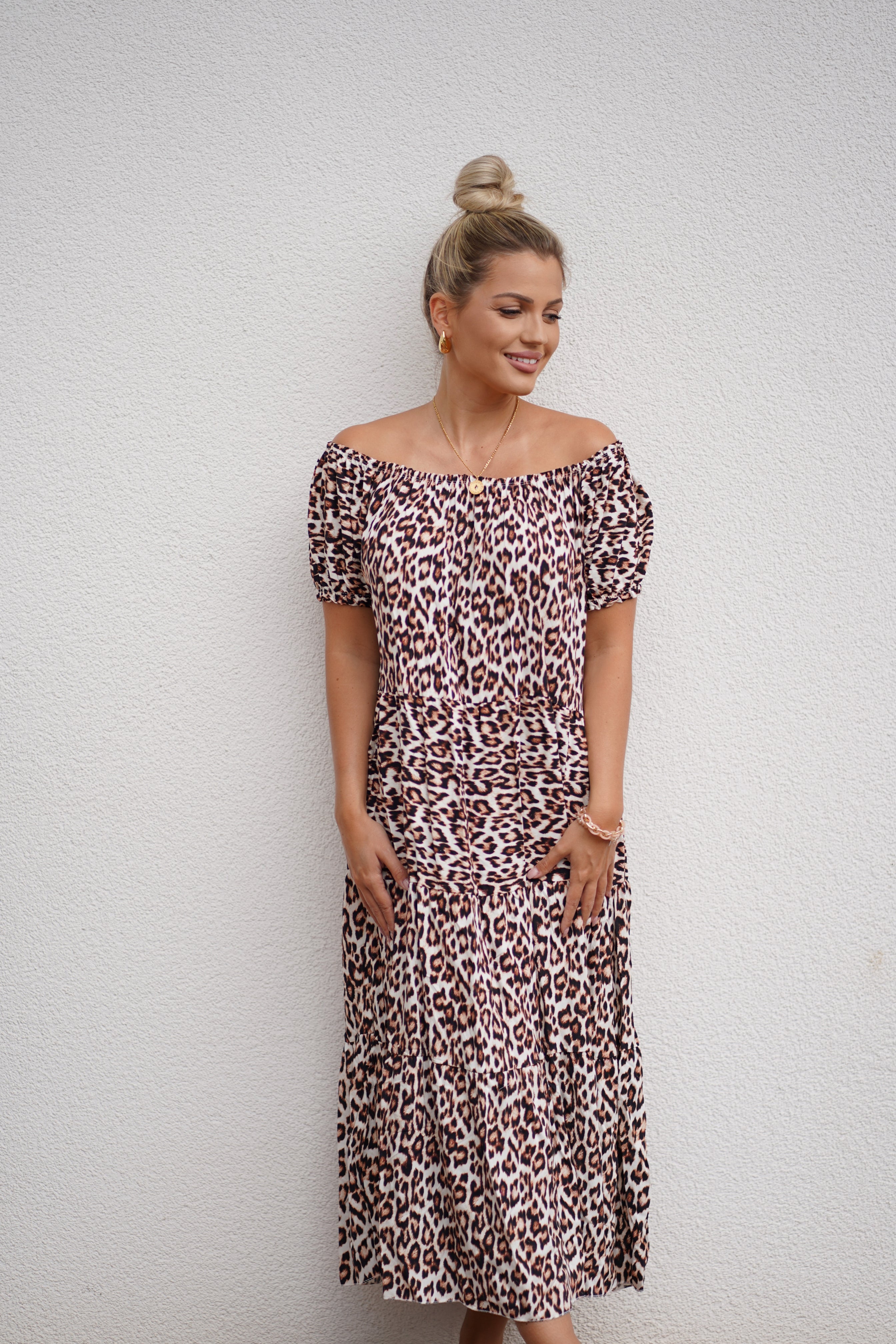 Langes Kleid mit Leopardenmuster