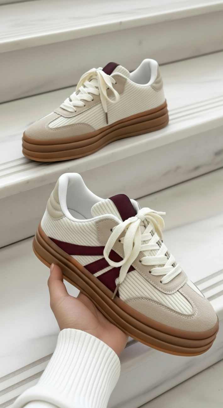 Trend- Sneaker Beige & Braun