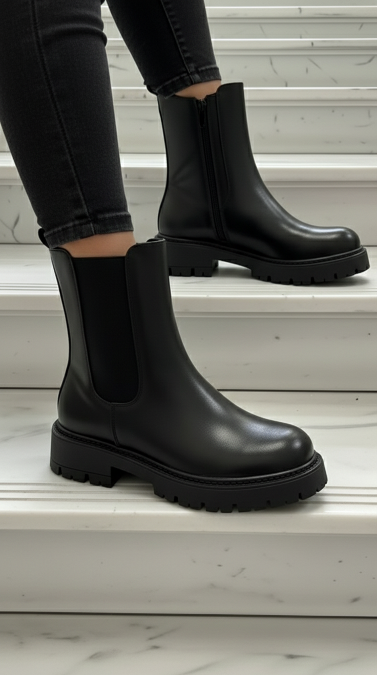 Chelsea Stiefel „Black Elegance“ – Klassischer Chunky Boot