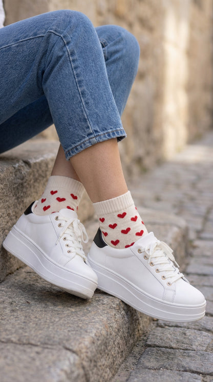 Socken mit Herzmuster – kurze Alltagssocken