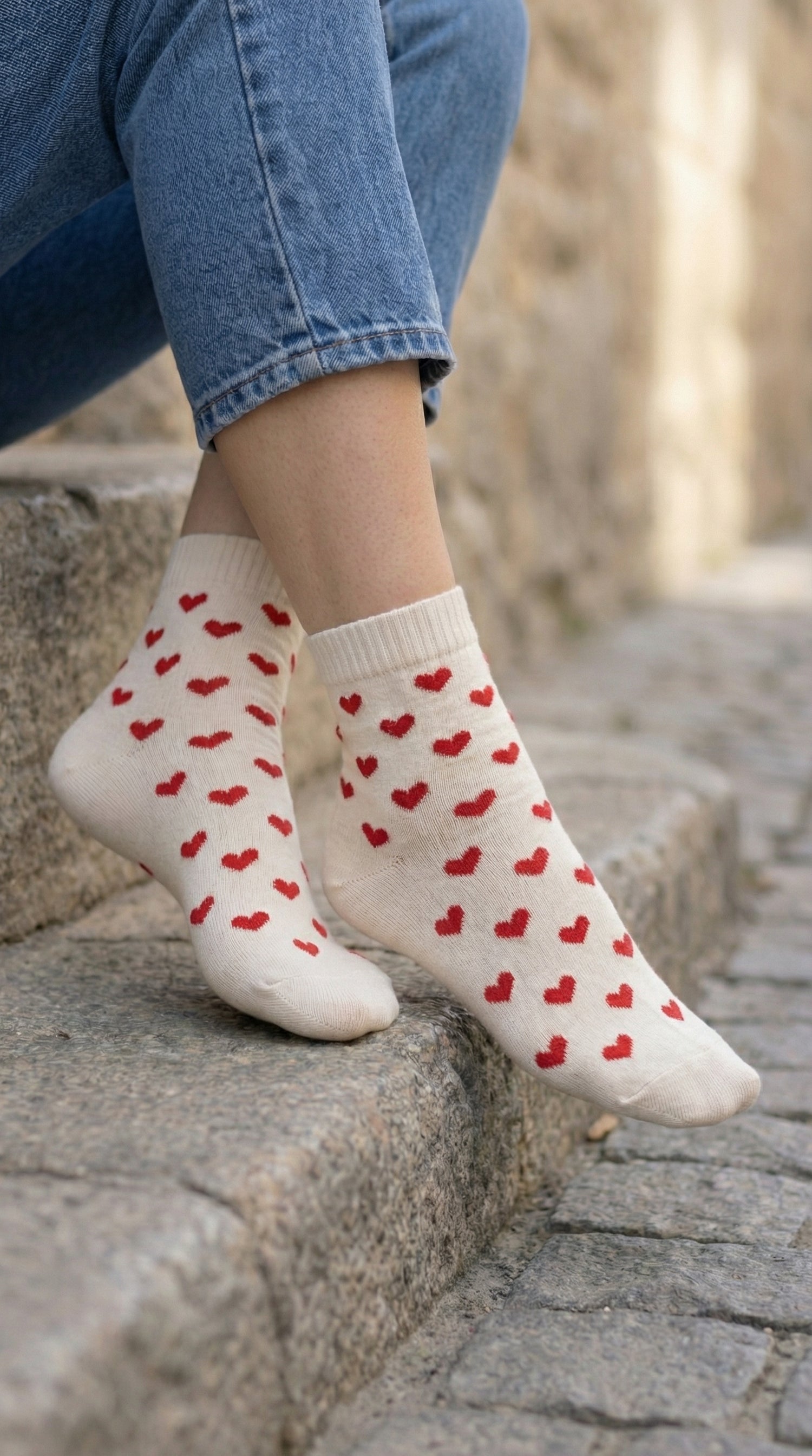 Socken mit Herzmuster – kurze Alltagssocken