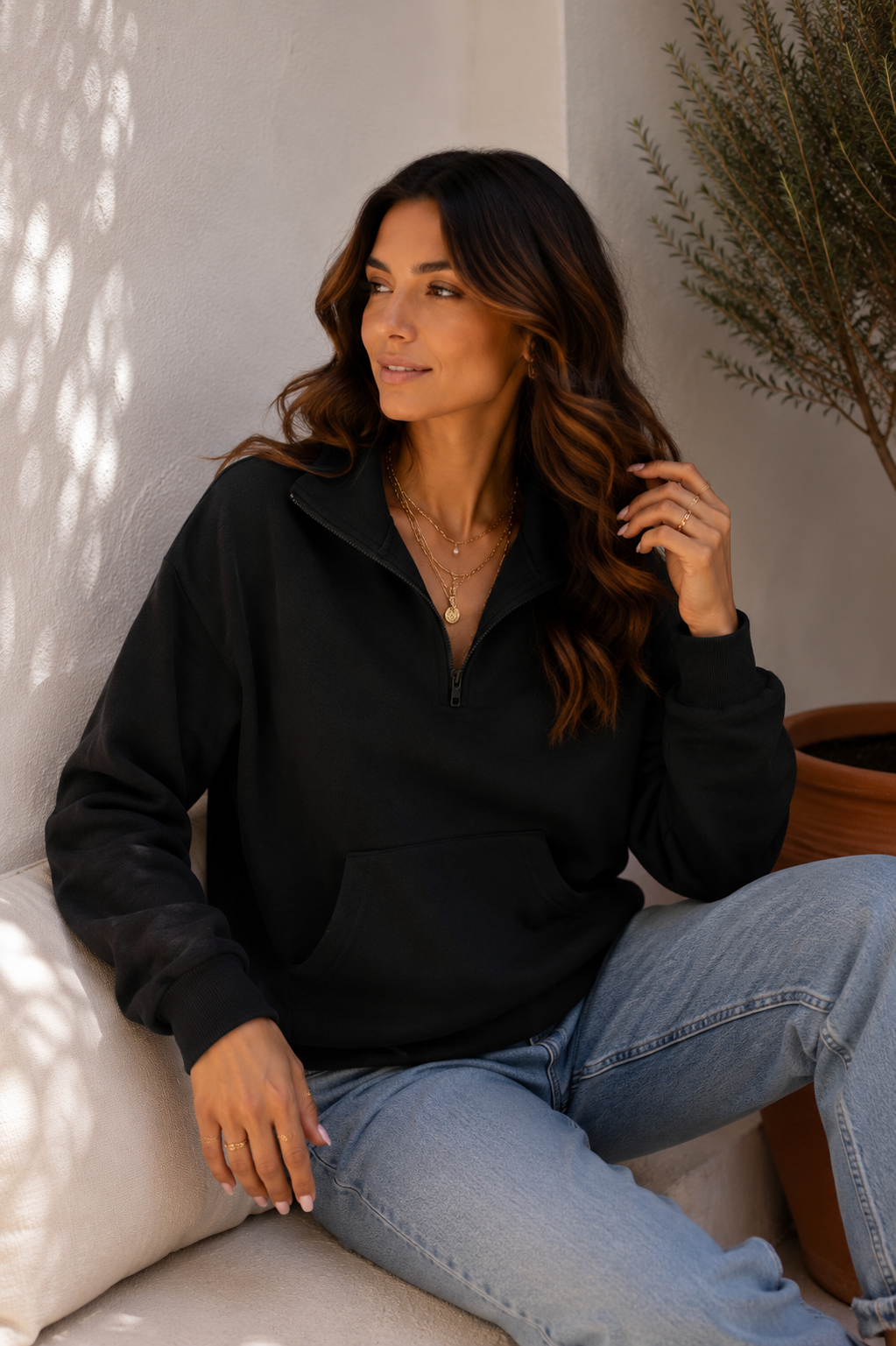Pullover mit hohem Kragen, Kurz