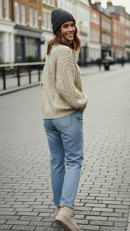 Strickpullover mit Zopfmuster