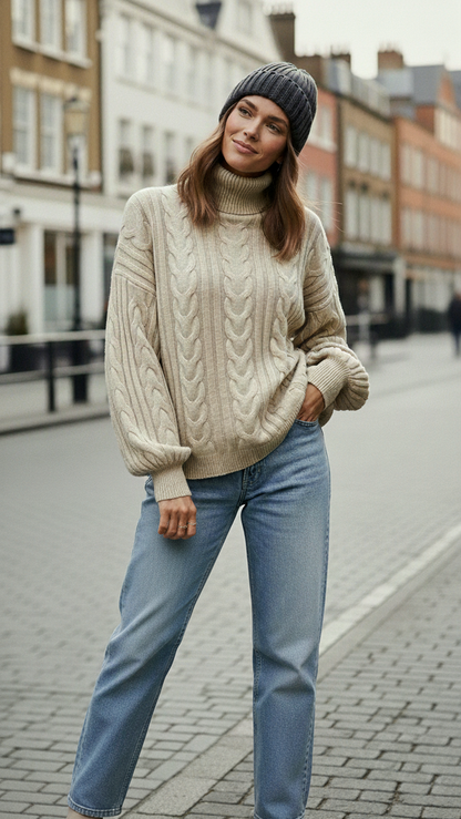 Strickpullover mit Zopfmuster