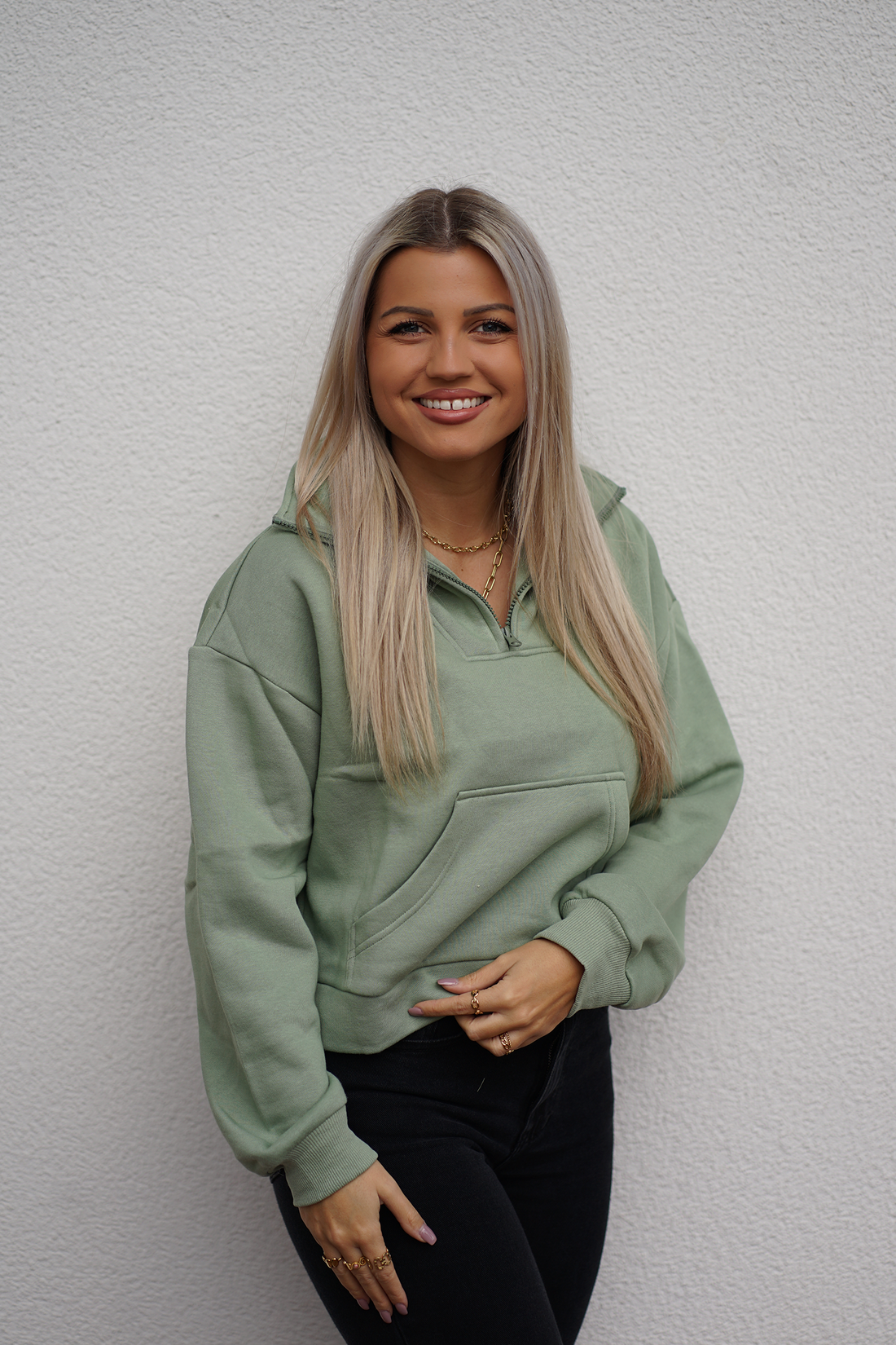 Pullover mit hohem Kragen, Reißverschluss