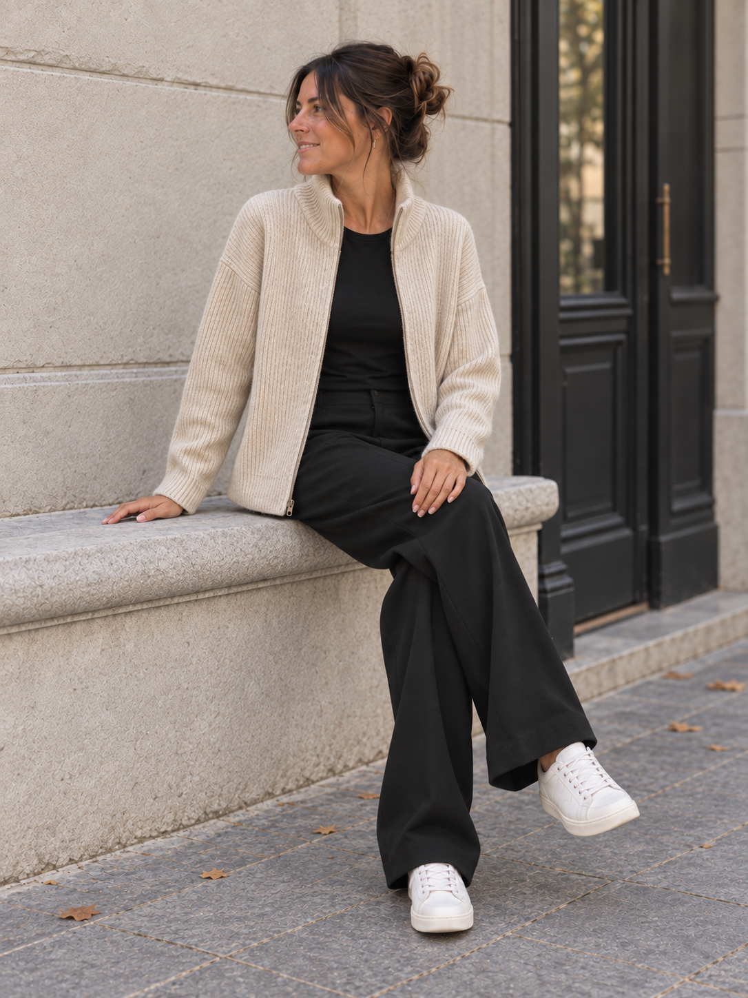 Oversize Damen Strickjacke mit Reißverschluss