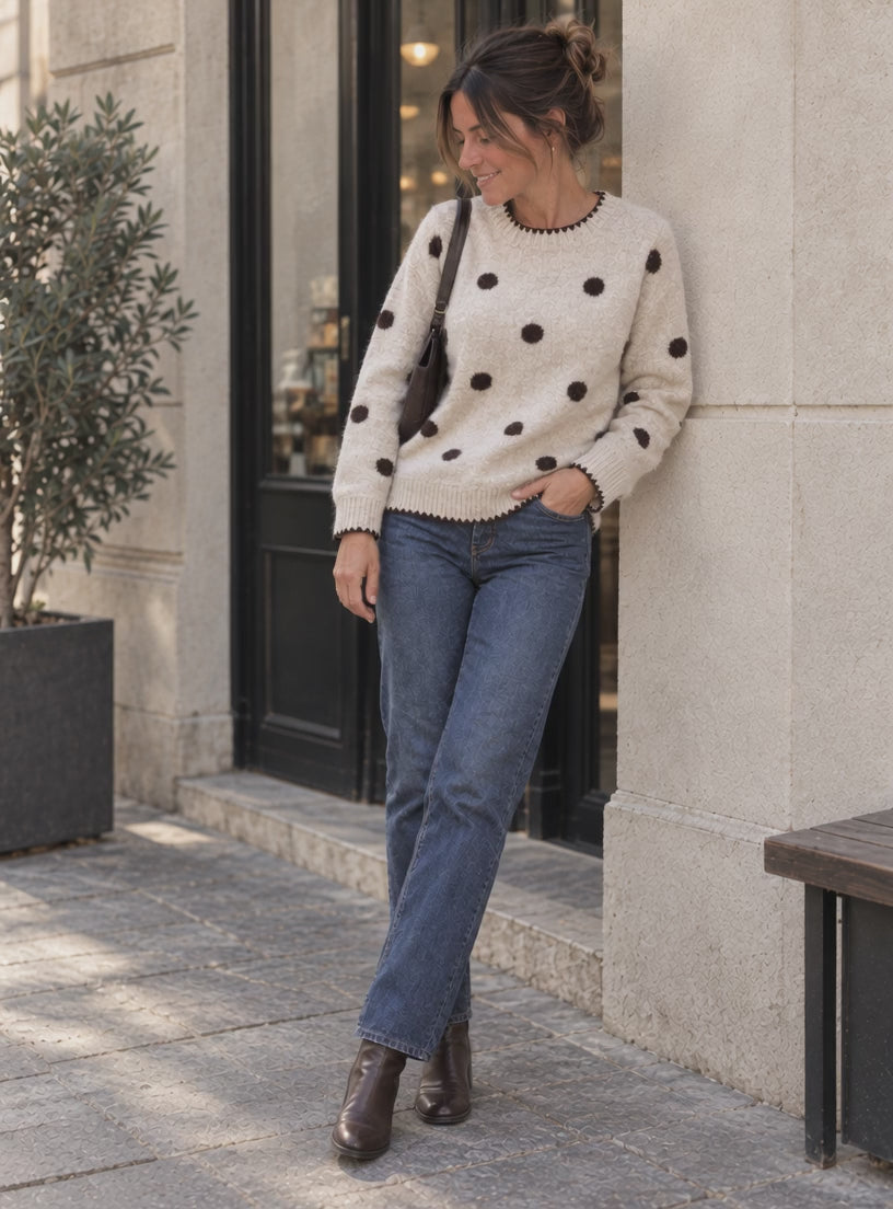 Damen Strickpullover mit Punkten